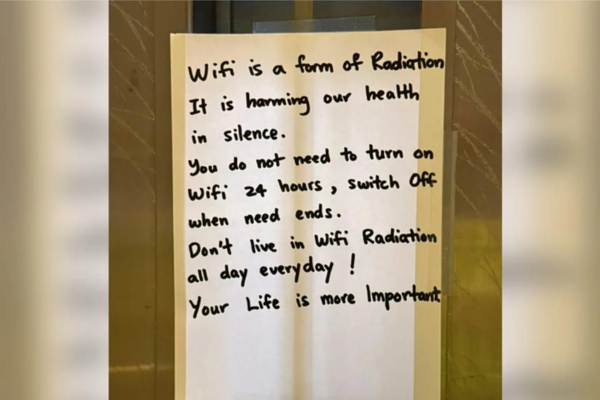The notes appeared on lift doors on the morning of Sept 4.