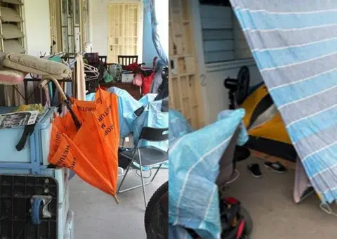 Man sleeping under tarp in Boon Lay corridor says he's moving out soon