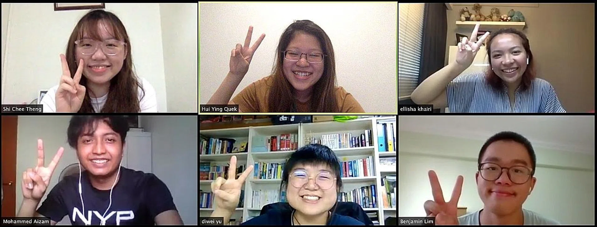 Screenshot of a video conference held by the CTSS team, with team leader Quek Hui Ying (centre top). 