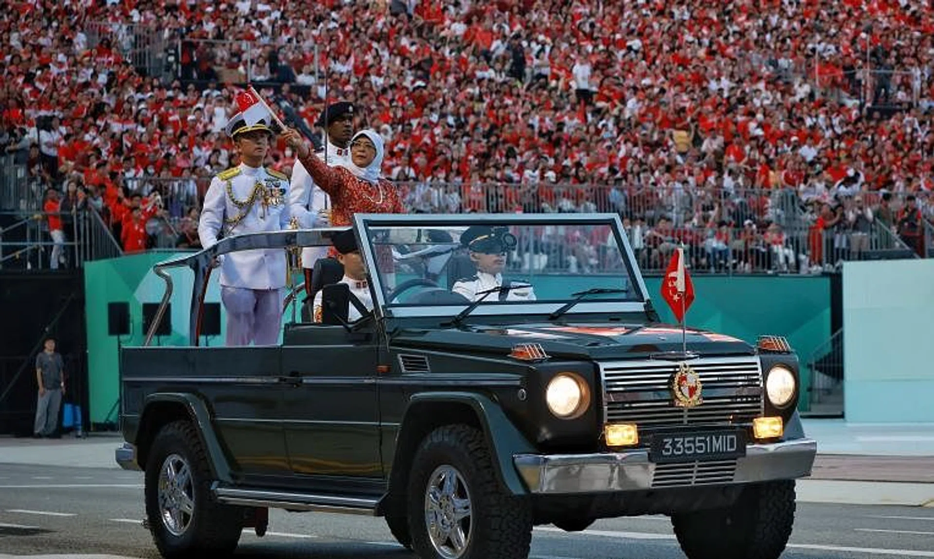 This is Madam Halimah Yacob’s last parade as president as her six-year term will end in September.