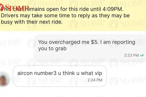 'Aircon number 3 u think u what VIP?': Grab driver suspended after adding $5 'VIP' surcharge