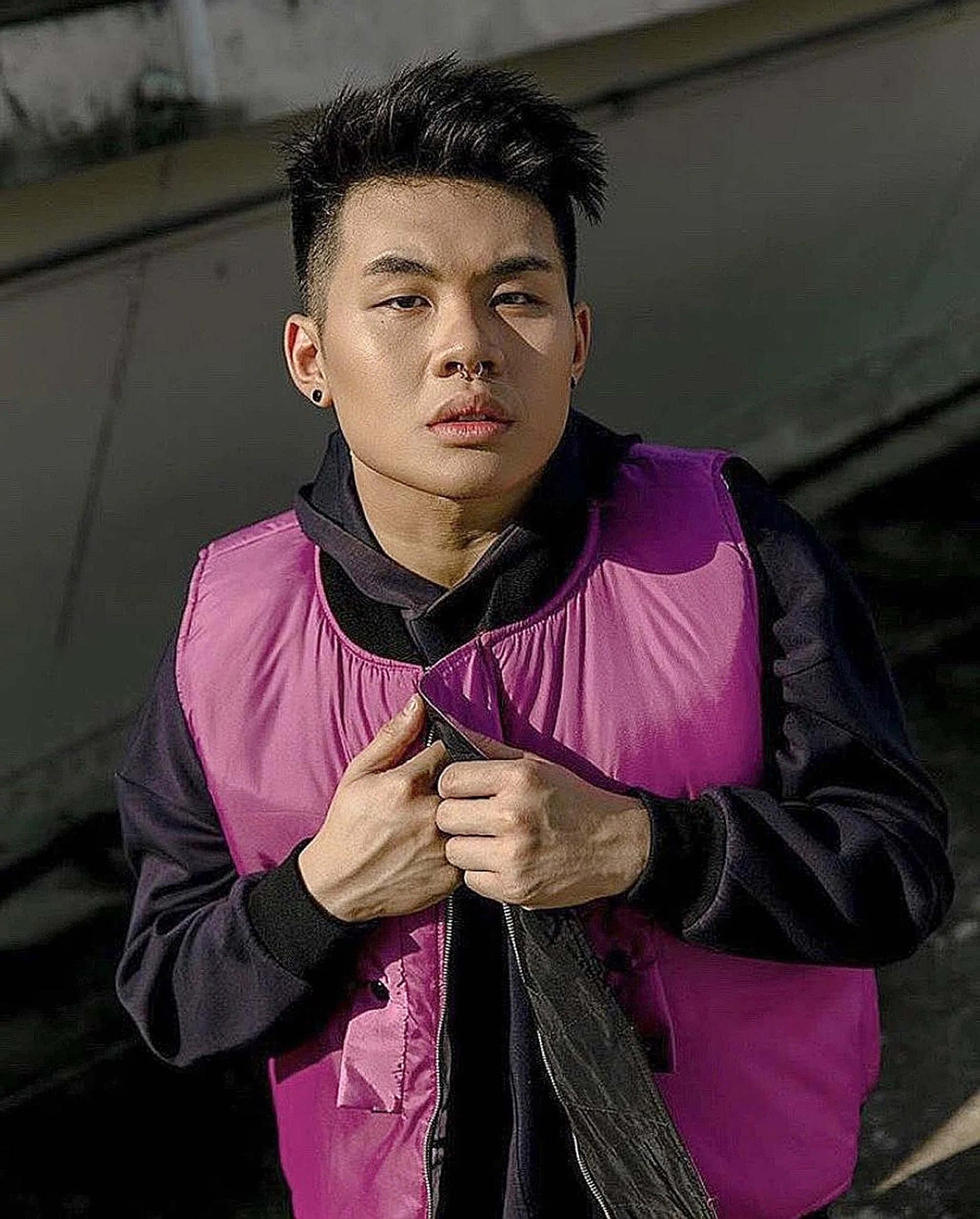 (Above) Dominic Chin and the cover art of his latest single, Shy. 