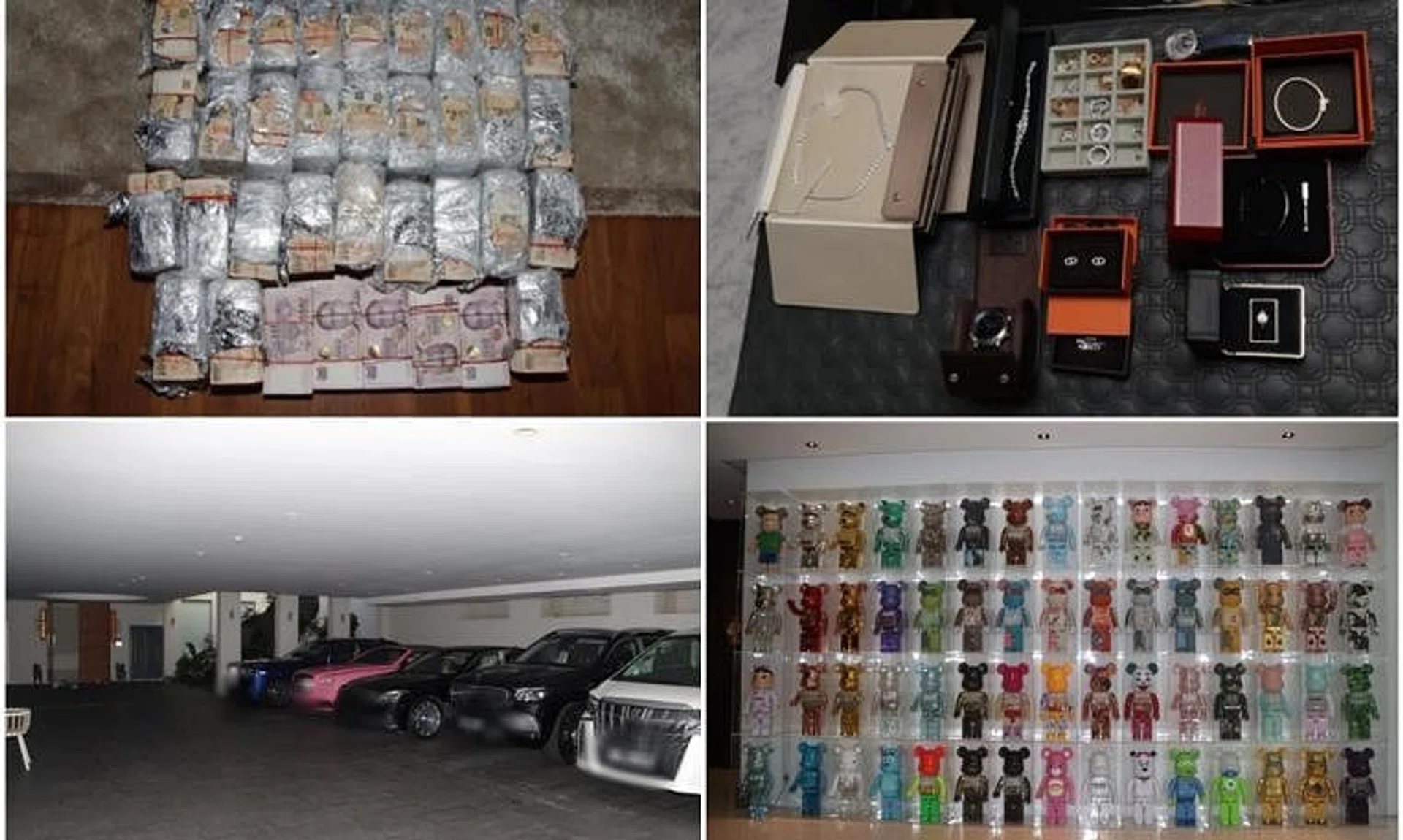 The police seized cash and luxury items, and issued prohibition of disposal orders against ornaments and cars as part of an islandwide raid.