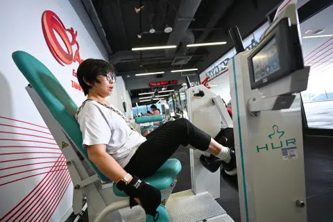 Ms Wendy Leaw, 49, had a stroke in 2023 and now does strength training at least once a week.