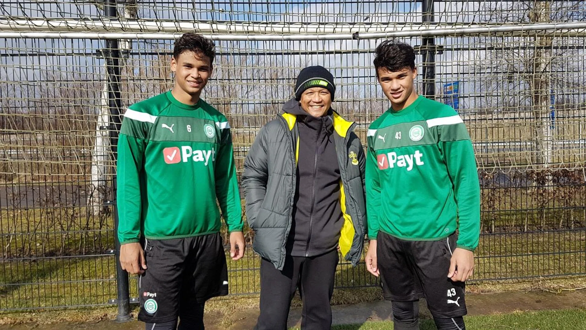 Fandi Ahmad (centre) with his two oldest sons Irfan (left) and Ikhsan (right) while on a 10-day trial with Dutch club FC Groningen earlier this month. Fans in Groningen still remember Fandi, who played for the club from 1983 to 1985. 