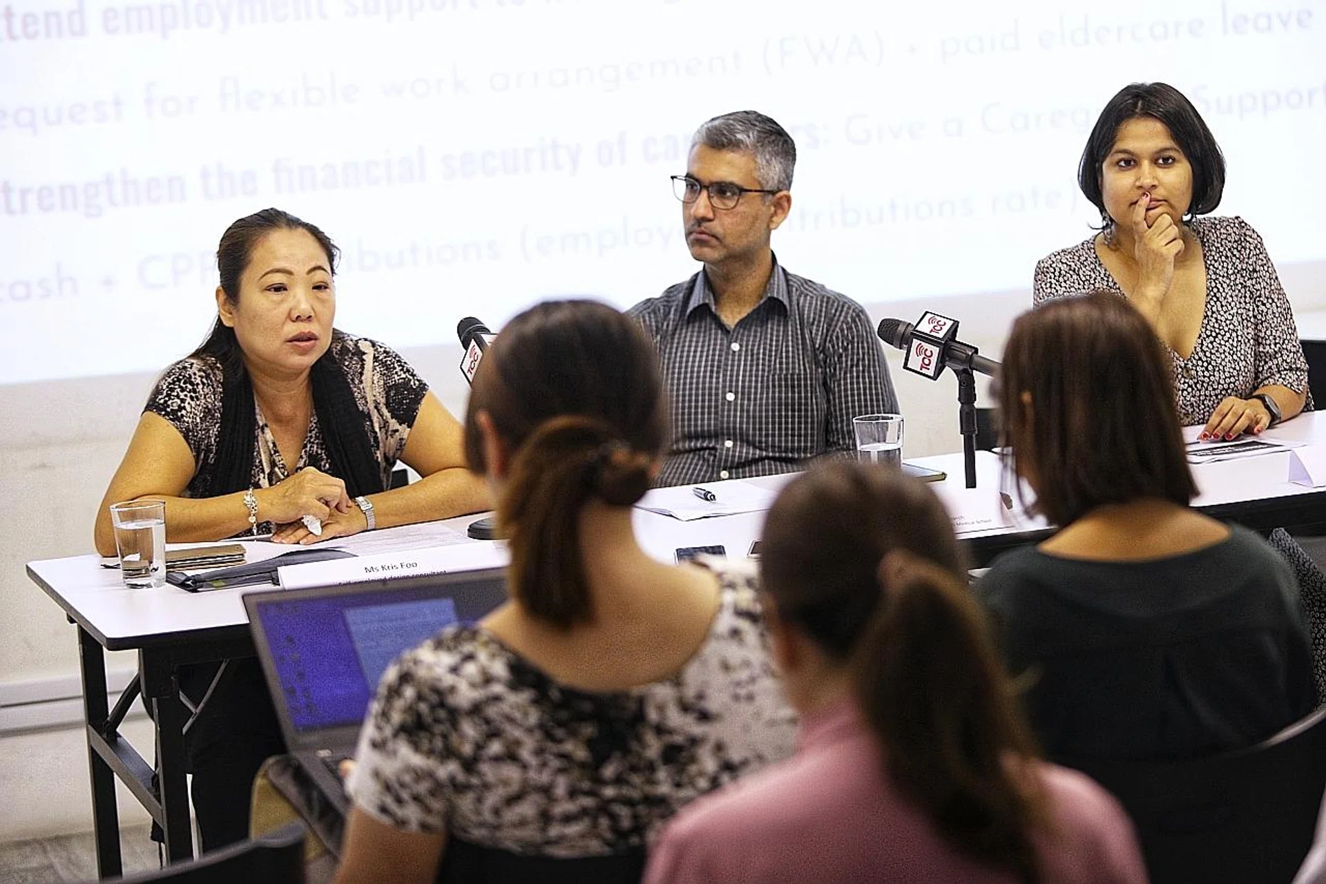 Ms Kris Foo (left) took a more than 80 per cent cut to her income to care for her elderly mother. 
