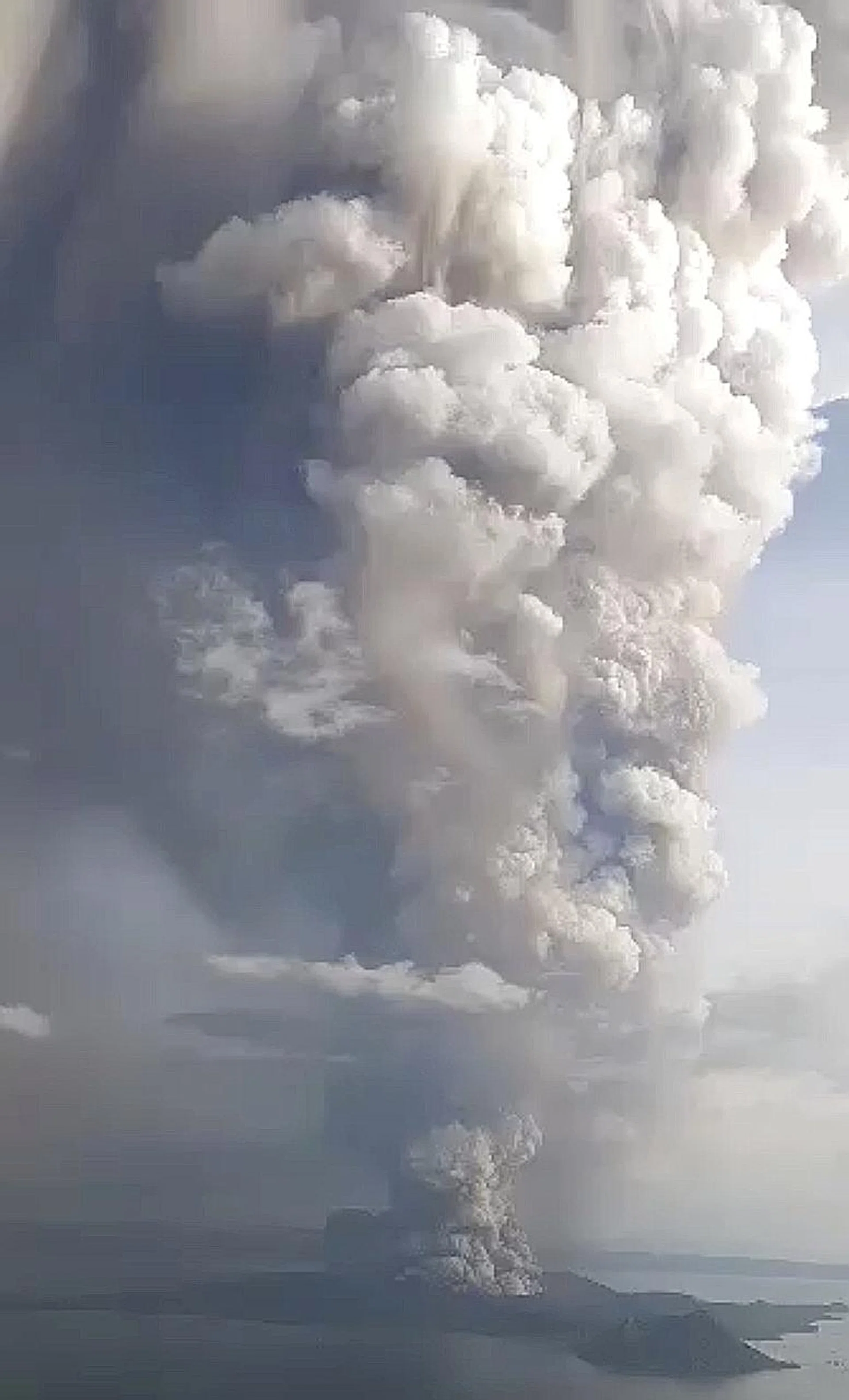 A view of the Taal volcano eruption seen from Tagaytay, Philippines, yesterday, in a still image taken from a video.