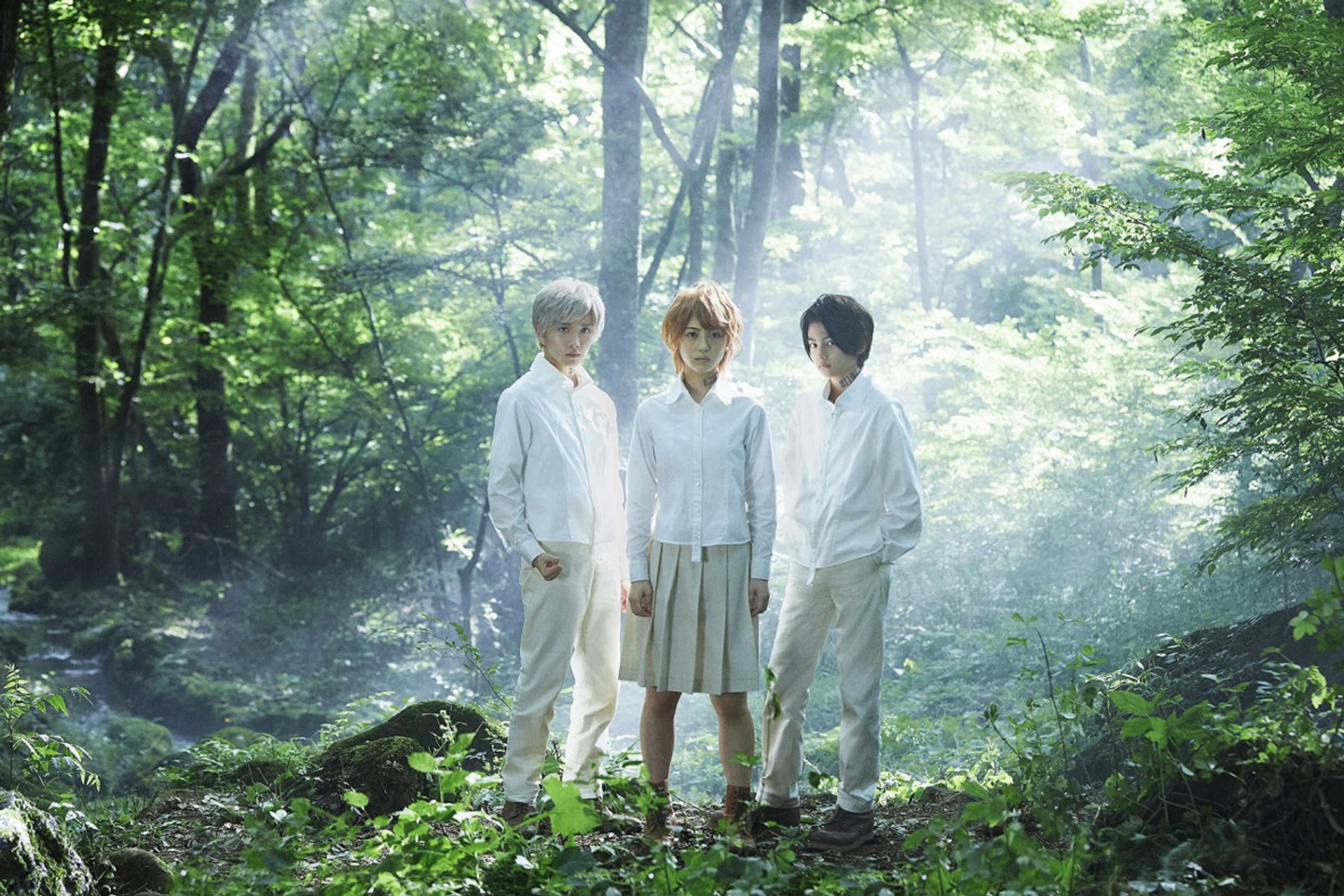 (From left) Rihito Itagaki, Minami Hamabe and Kairi Jyo hatch an escape plan in The Promised Neverland. 