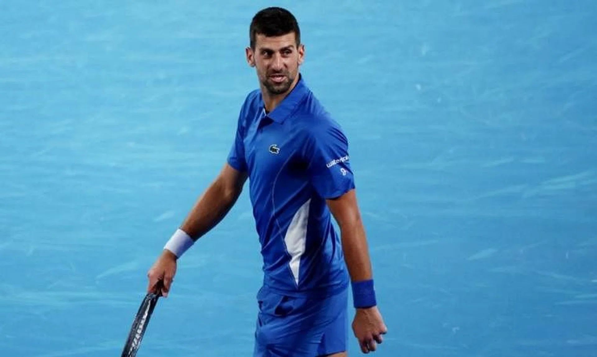 Serbia's Novak Djokovic reacts towards the crowd during his second-round match against Australia's Alexei Popyrin.