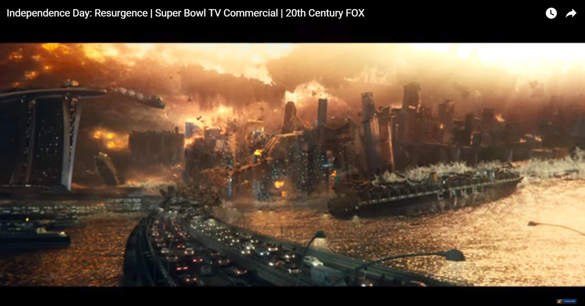 RAvAGED: Marina Bay Sands getting destroyed in Independence Day: Resurgence (above), directed by Roland Emmerich. 