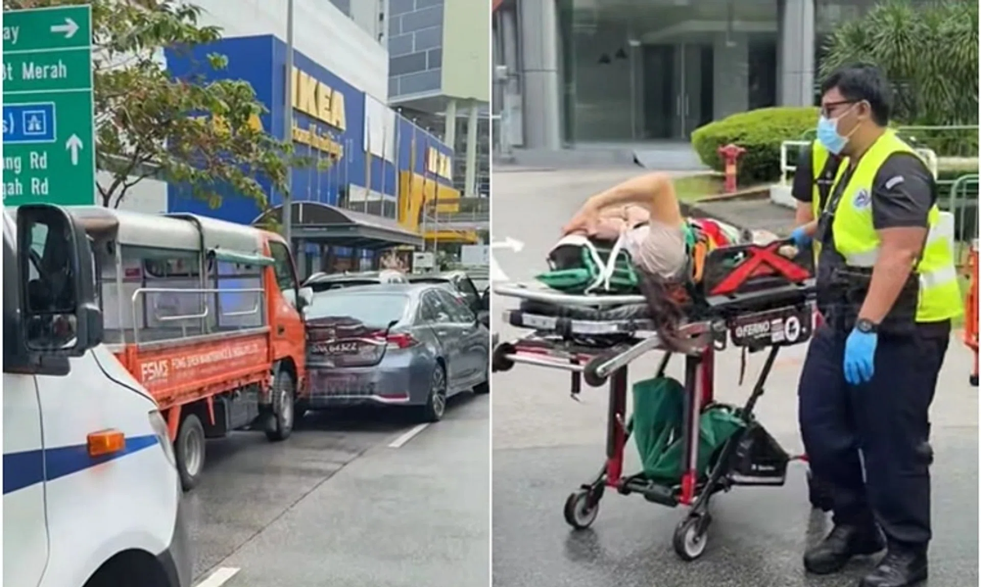 The accident involved three cars and a lorry.