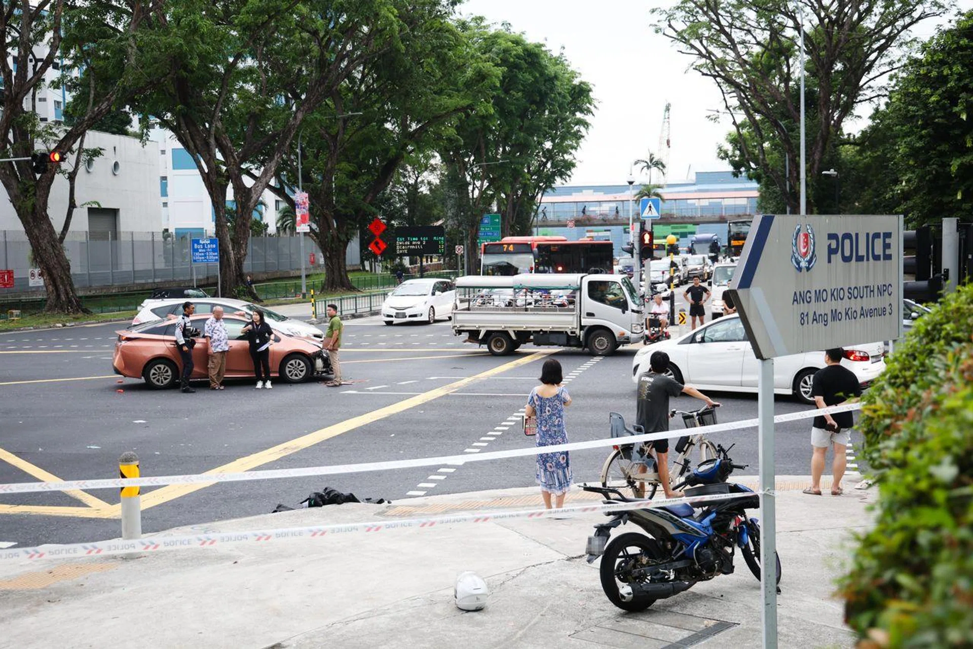 A male motorcyclist, 64, was taken conscious to Tan Tock Seng Hospital after the accident.