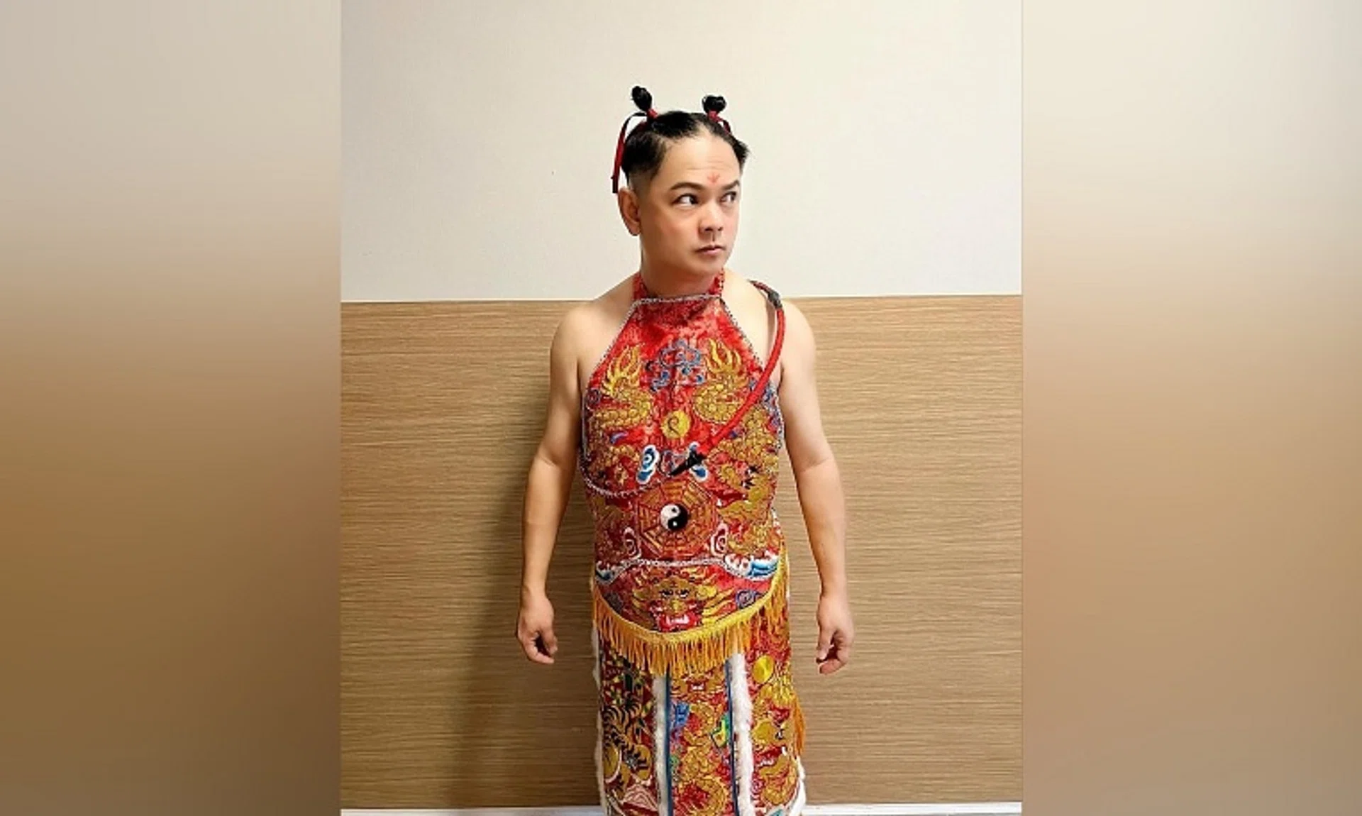 Dennis Chew posted a photo of himself in the costume of Nezha on social media on Aug 23.