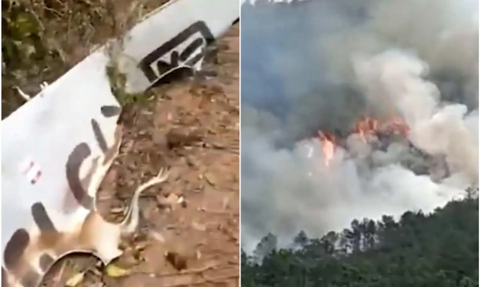 The aircraft crashed in Tengxian County in the city of Wuzhou, causing a mountain fire.