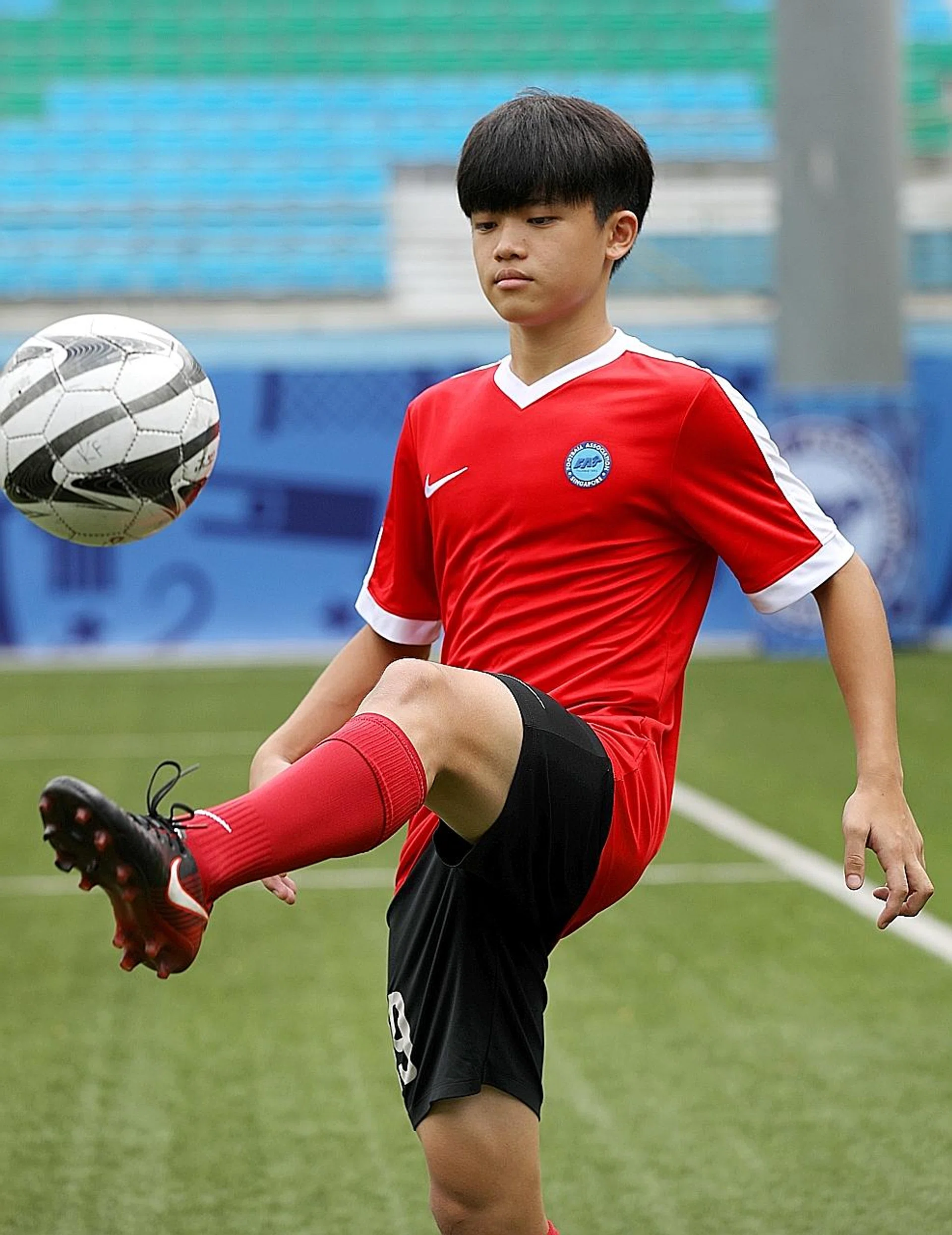 Ong Yu En gets frustrated even if he loses in a small-sided game. 