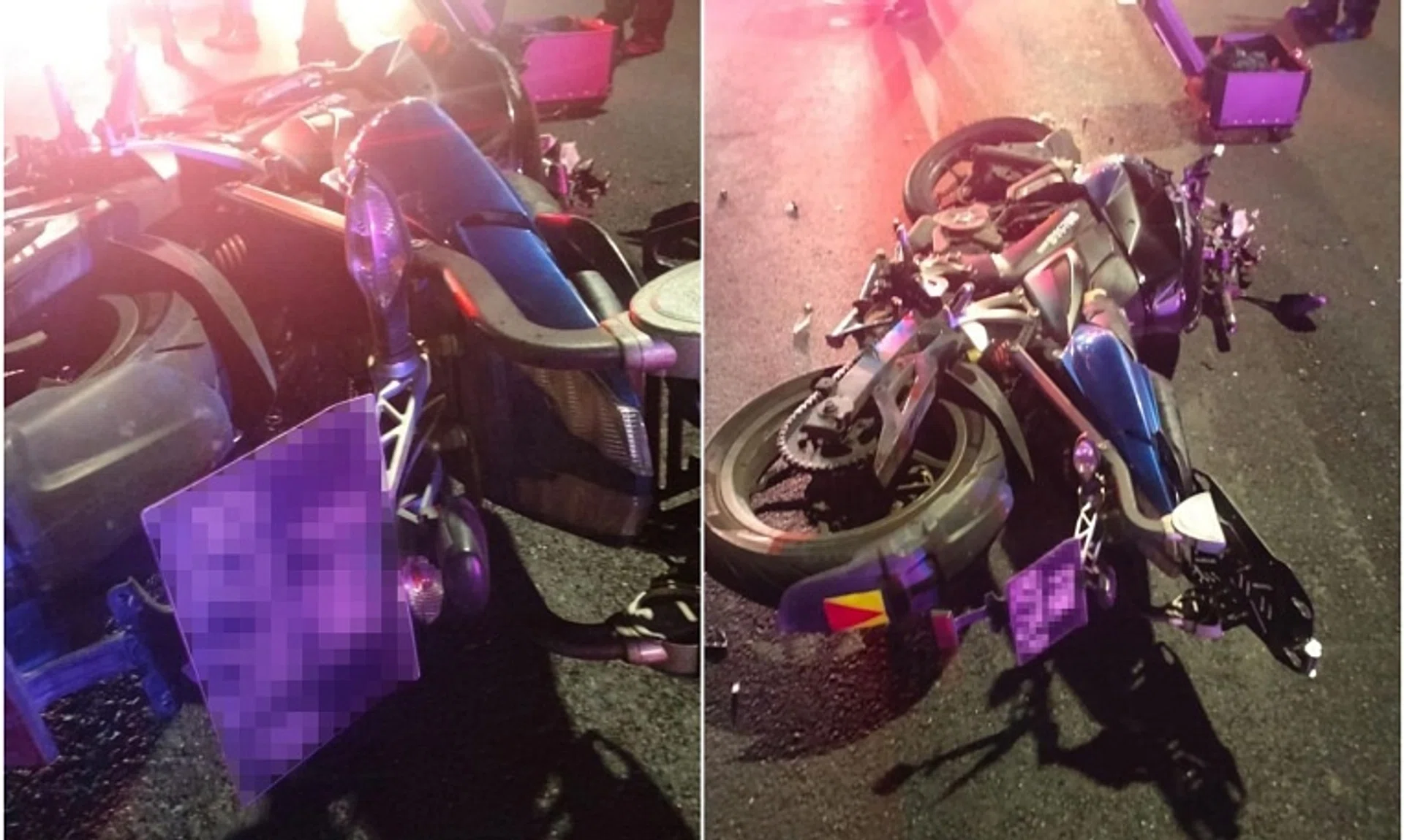 Photos of the aftermath of the accident circulated online show a motorcycle toppled over on the road.