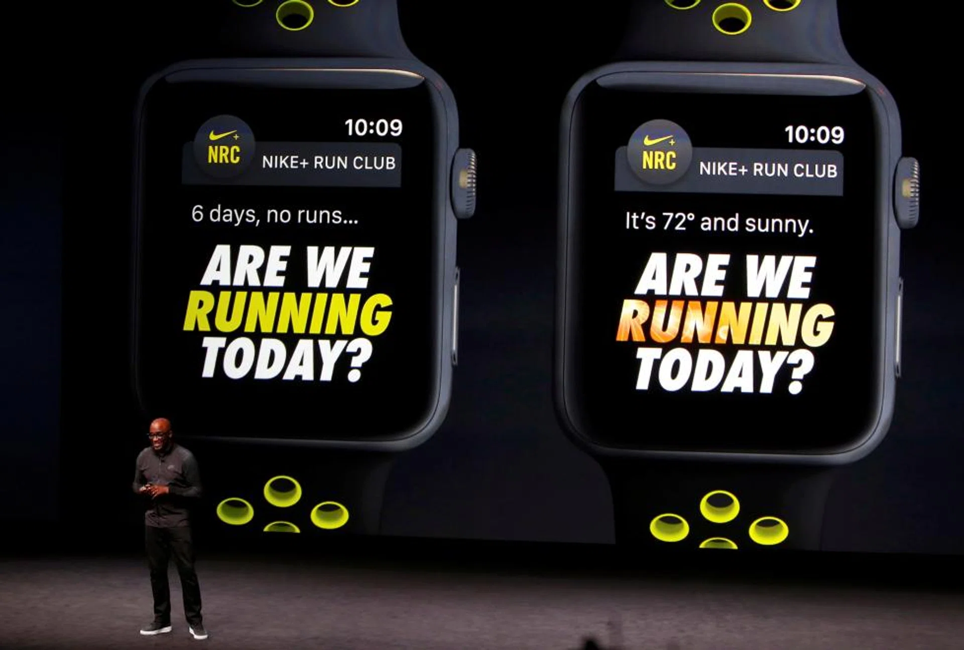 Mr Trevor Edwards, president of Nike brand, discussing the Apple Watch with Nike+ in
September.