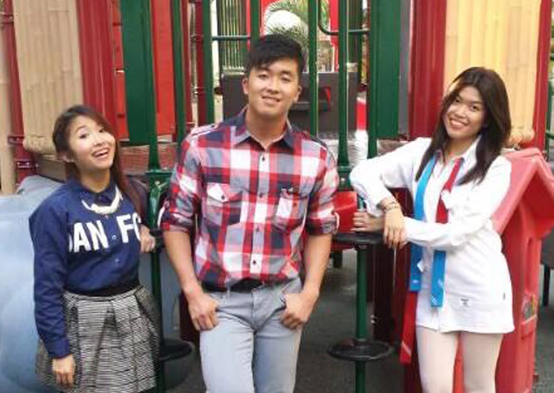 UNIQUE: The Loong siblings have names related to rocks. From left, Coral, 21, Boulder, 25, and Pebble, 28.