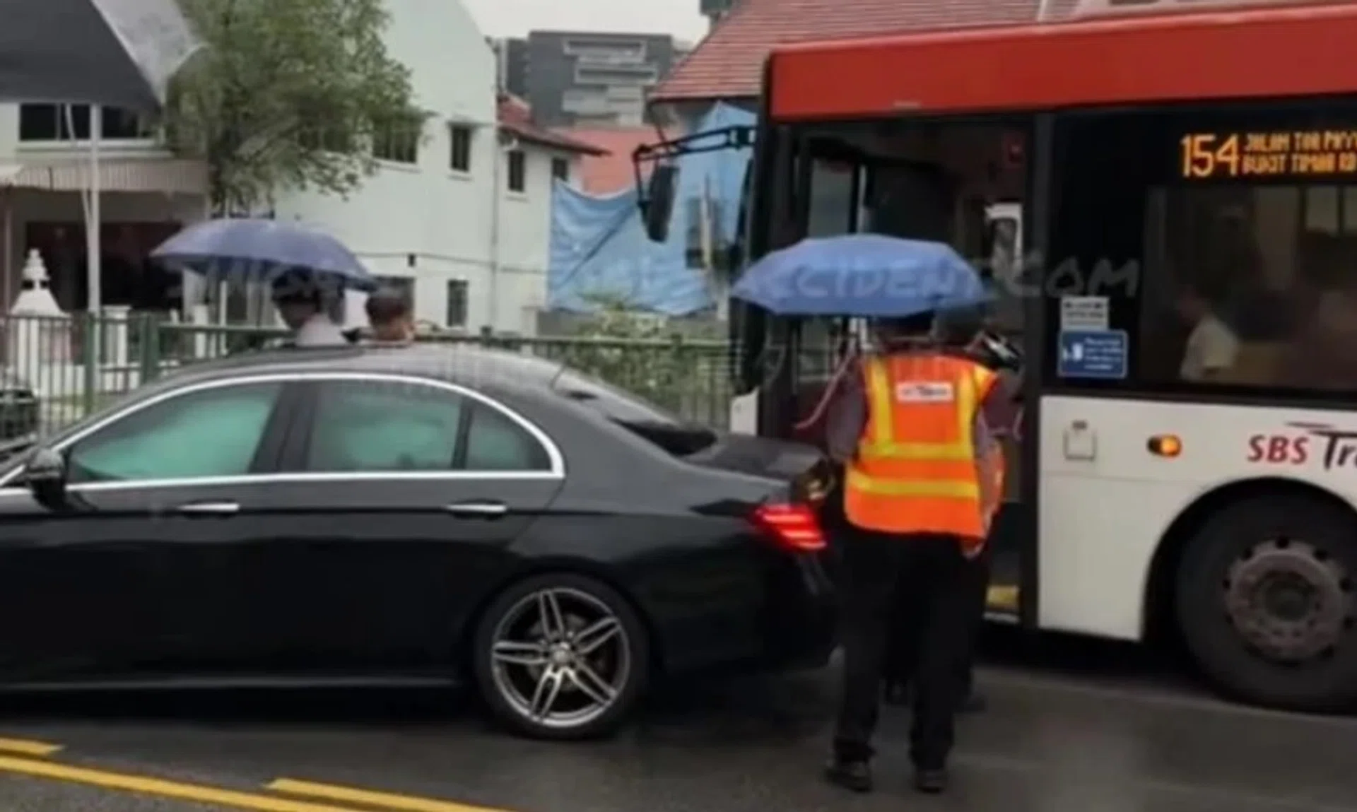 A SBS transit staff member was seen inspecting the scene of the accident.