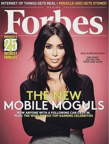 Kim K on the cover of Forbes magazine