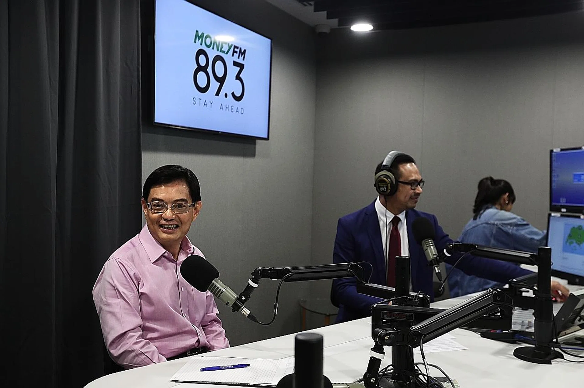 Deputy Prime Minister Heng Swee Keat in an interview with Money FM 89.3, with DJ Elliott Danker. 