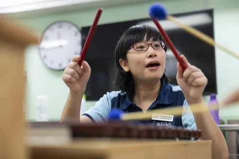 Senior music therapist Camellia Soon says music can unlock something that simple conversations cannot.
