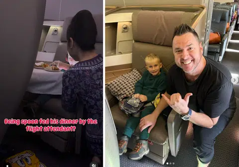 Aww or eww? Netizens divided over video of air stewardess spoon-feeding young passenger