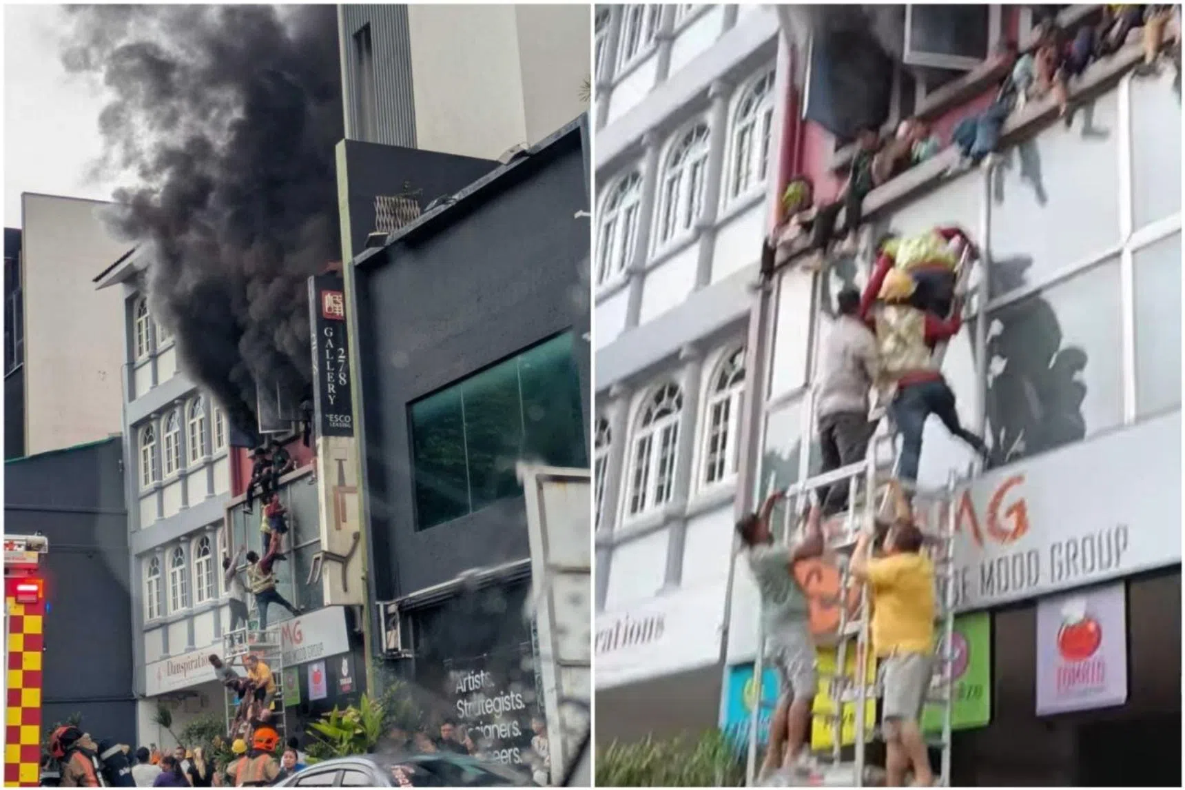 Fire breaks out in building in River Valley; people seen sitting on ledge