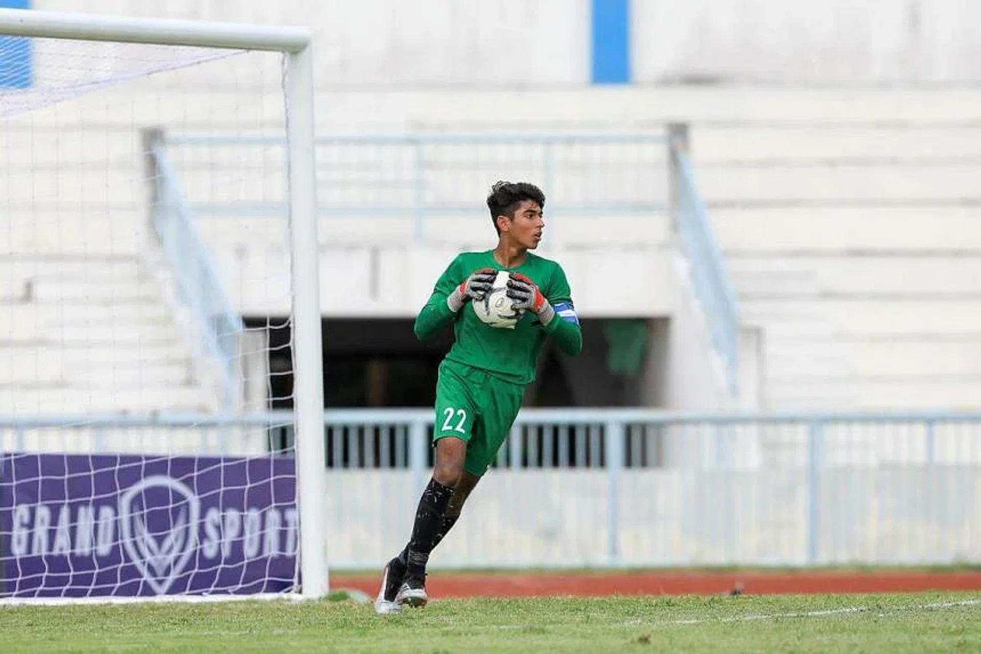 Singapore Under-16 goalkeeper Veer Karan Sobti, seen in a file photo, has been charged and disciplined by Mindef. PHOTO: ST FILE
