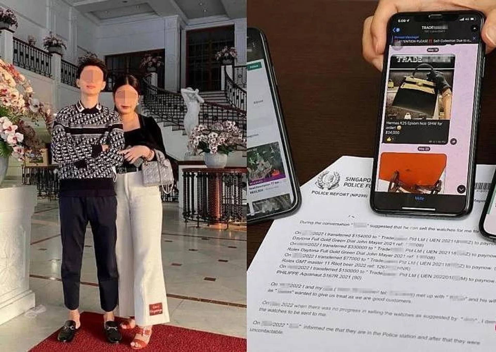 A young couple (left), who operate a luxury goods business online, have been uncontactable for several weeks. At least three police reports have been lodged against them.