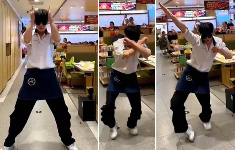 It's getting hot in Haidilao as employees perform Ke Mu San dance