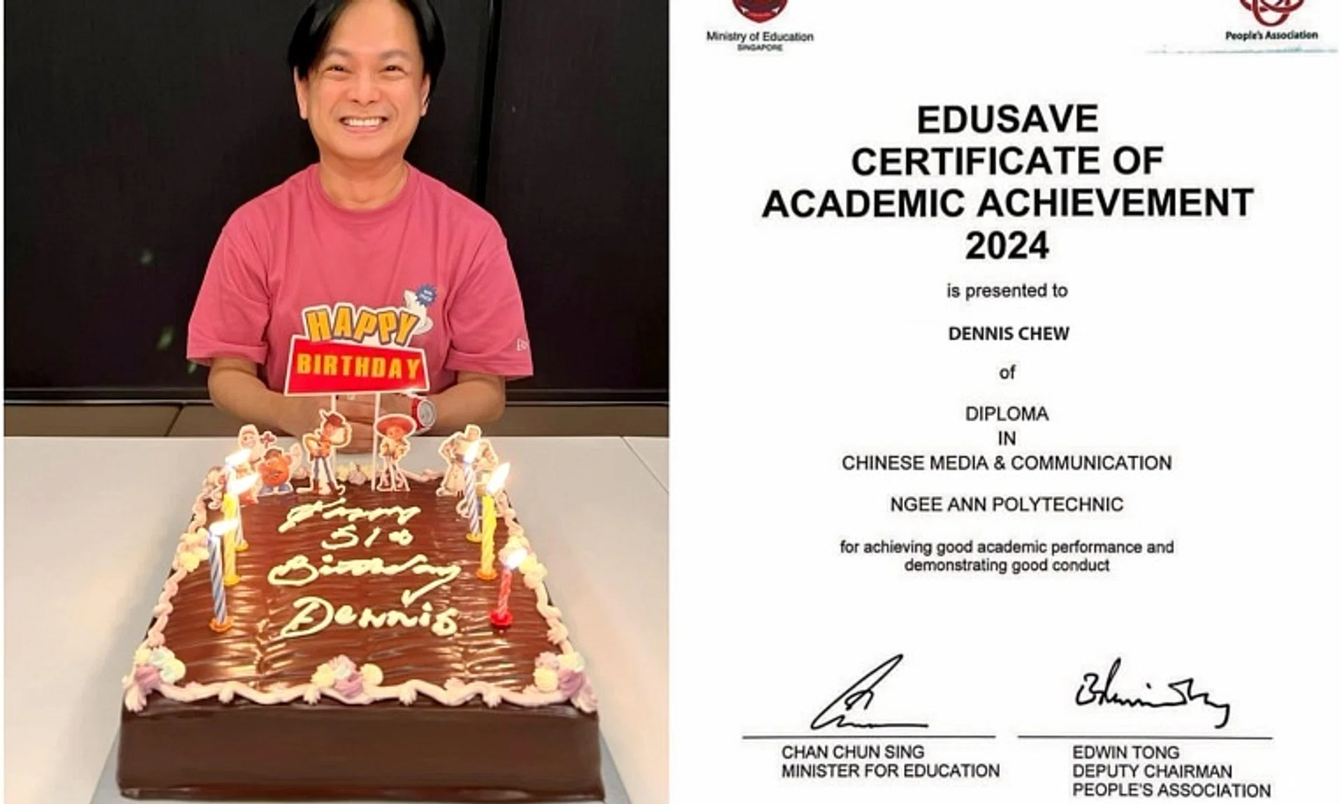 Dennis Chew will finish his course in another six months, with only the internship phase to be completed.