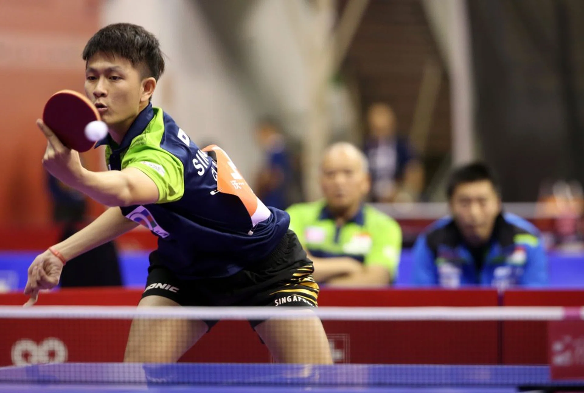 Singapore's Clarence Chew in action at the World Team Table Tennis Championships in Shah Alam.