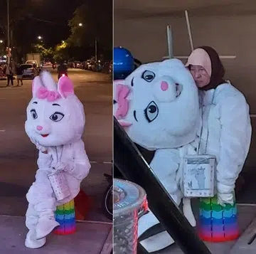 Man in KL 'shocked' to see elderly woman work as cartoon mascot