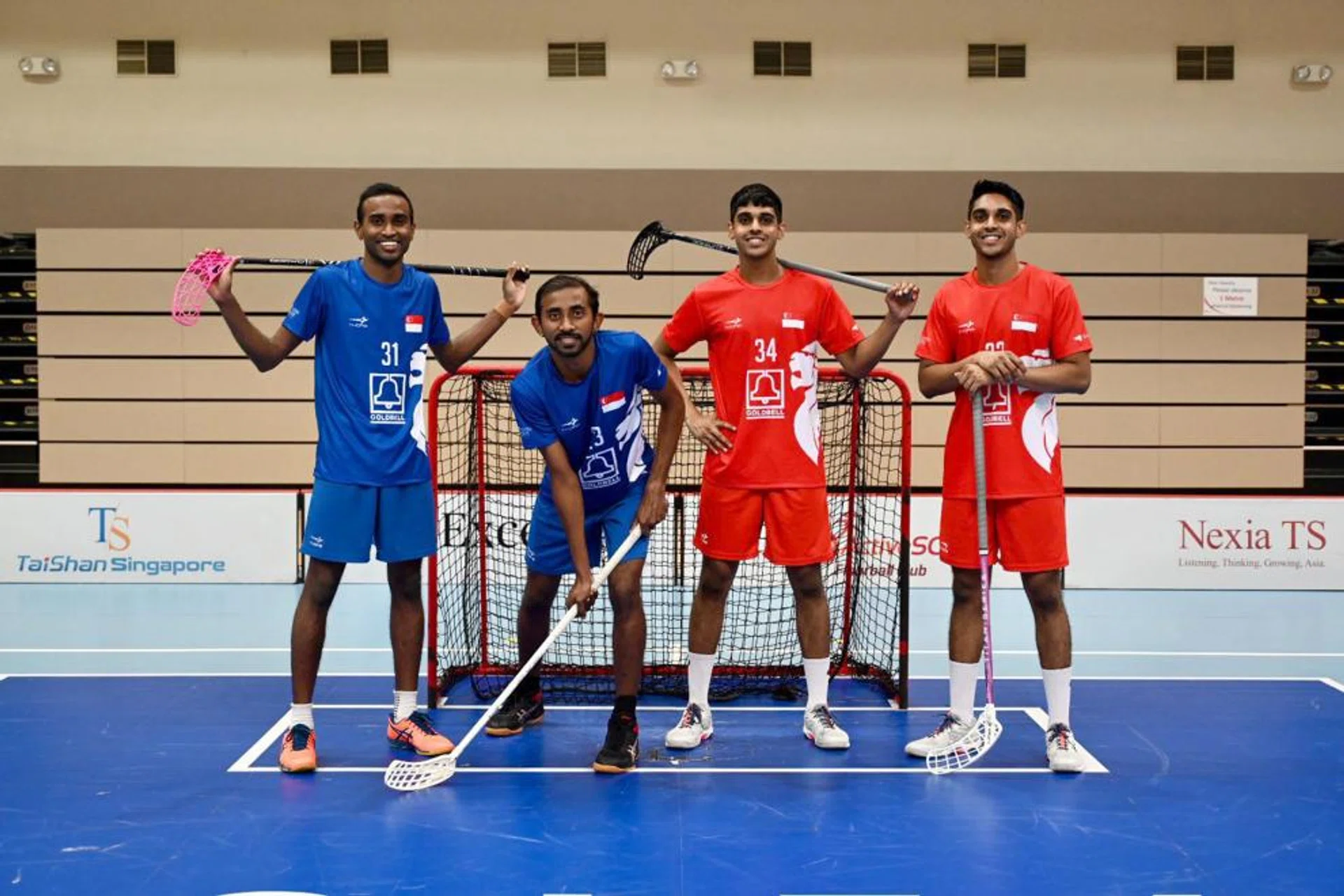 (From left) Brothers R. Sathish and R. Suria will be taking part in their first World Floorball Championship (WFC) together, while this is the second WFC together for twins Vignesa and Kumaresa Pasupathy. 
