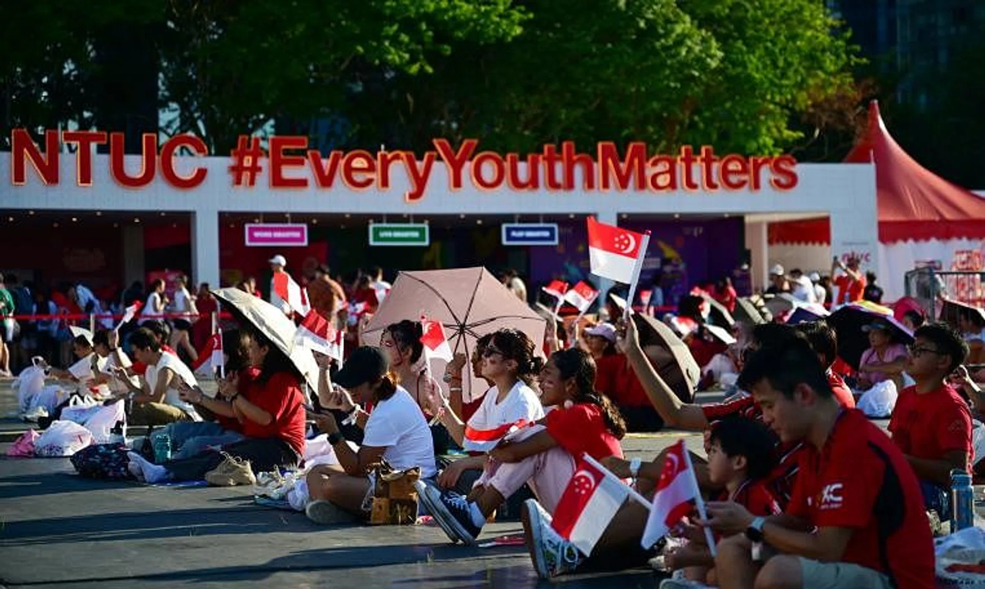 A section of the NTUC x NDP Bay Celebrations on Aug 3 at The Promontory @Marina Bay, which was attended by about 7,500 people.