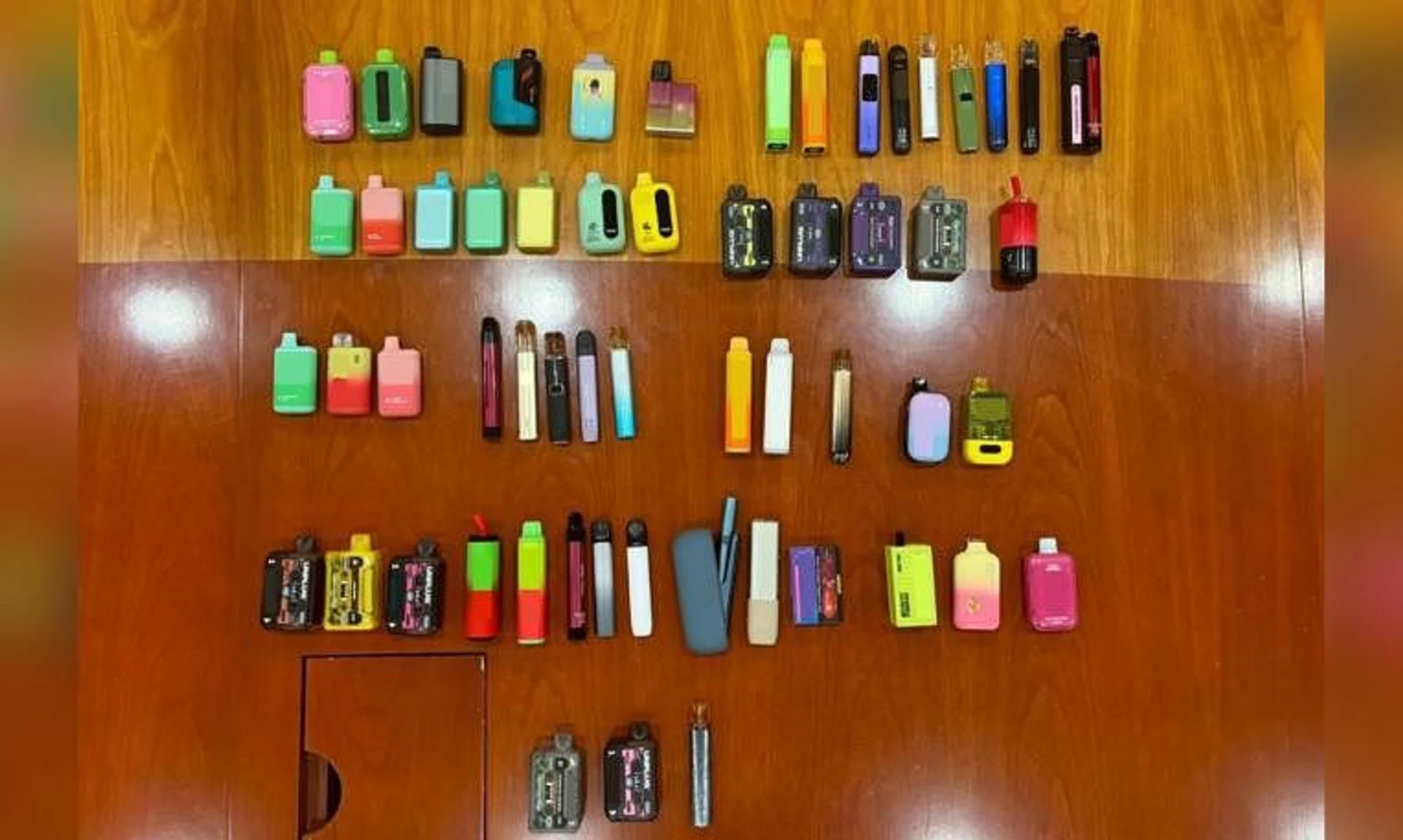 Fifty-seven e-vaporisers were seized on July 29 during enforcement operations in Chinatown, Kampong Glam, Raffles Place, Suntec City and Tanjong Pagar.
