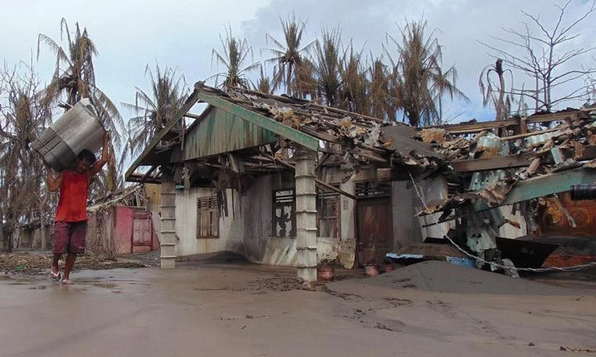 A house in Indonesia's North Sulawesi province damaged by the eruption of the Ruang volcano.