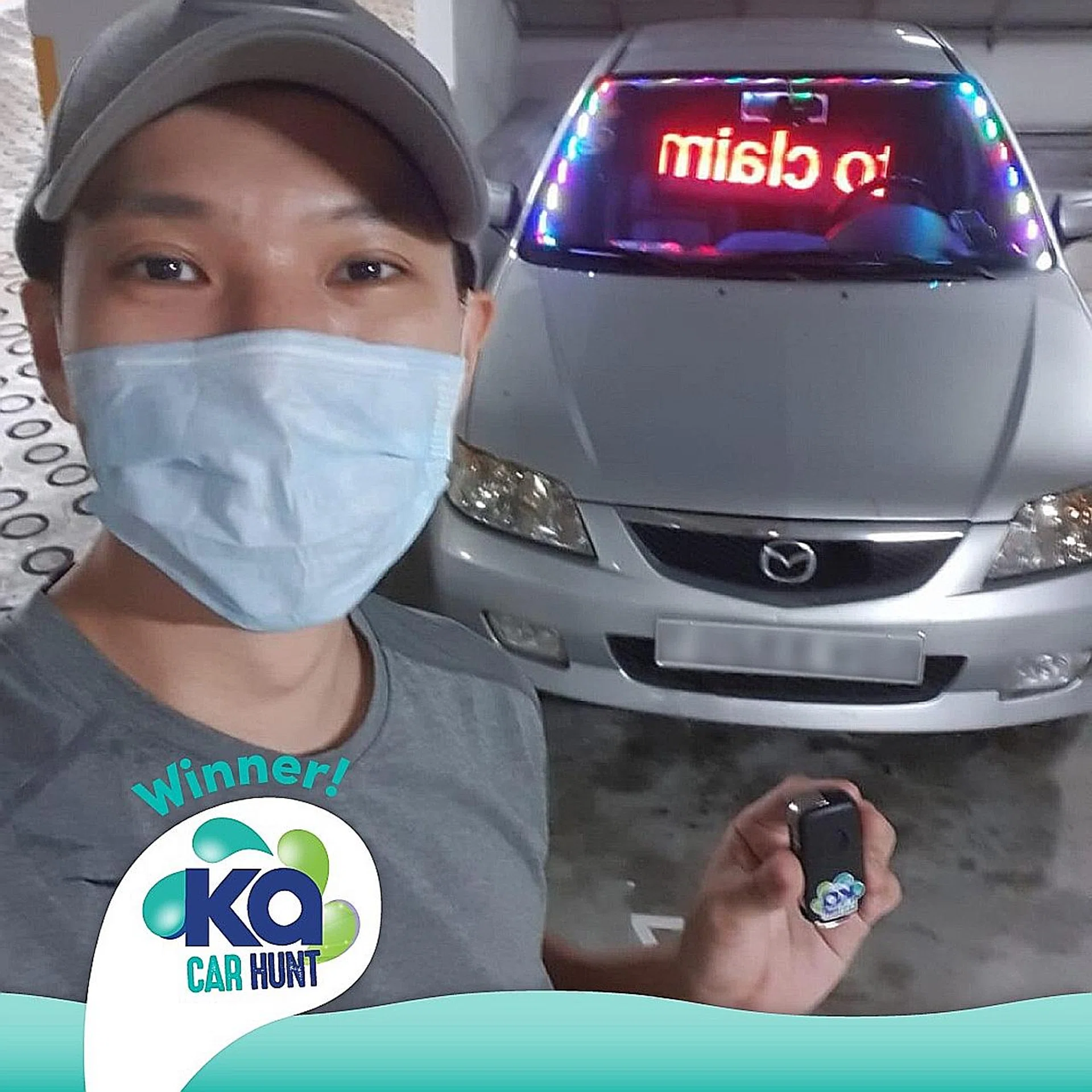 (Above) Mr Nicholas Chew found the mystery car at a multi-storey carpark at 700 Ang Mo Kio Avenue 6, the third location of the Ka Car Hunt. 