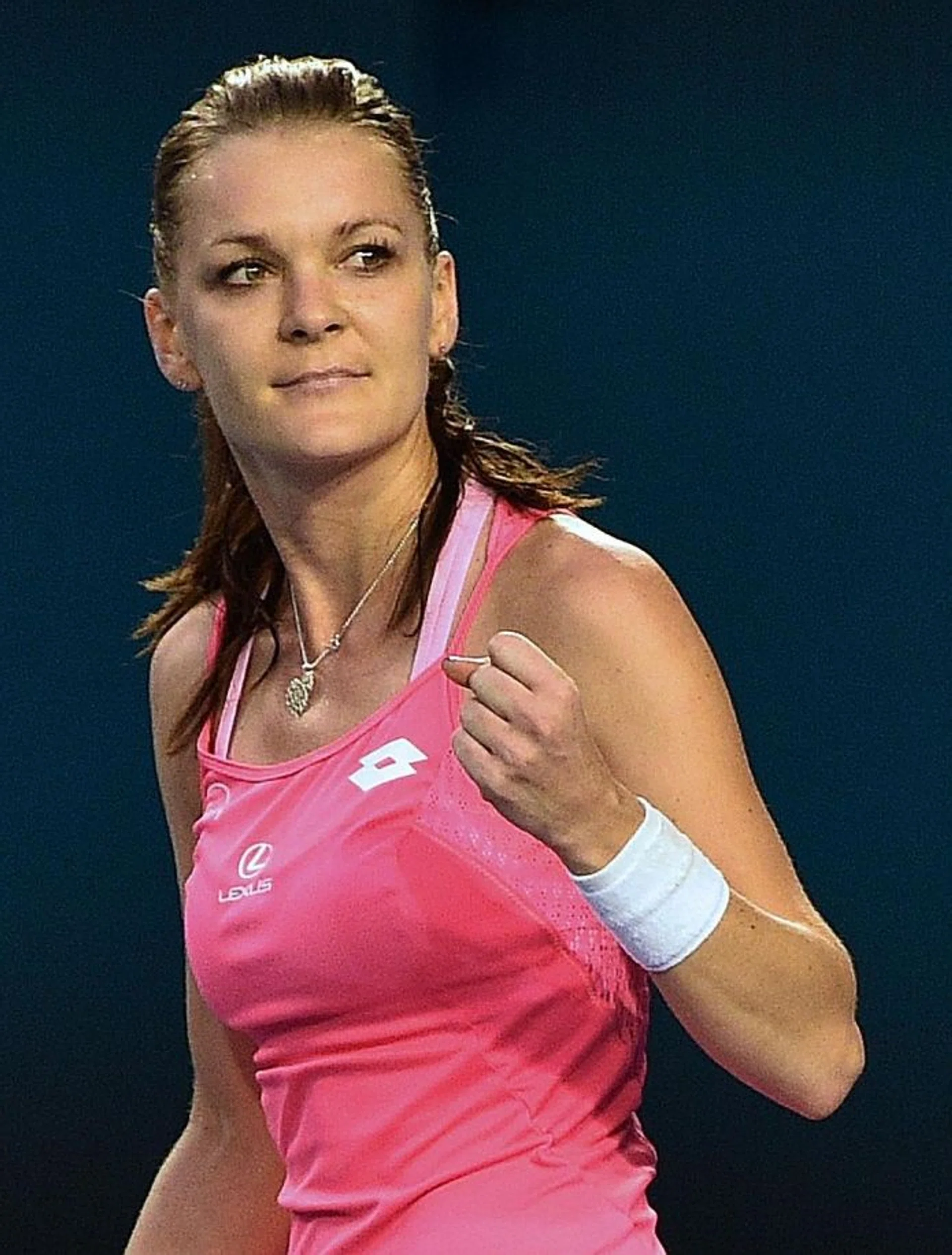 CONFIDENT: Radwanska is (above) very happy with her game.