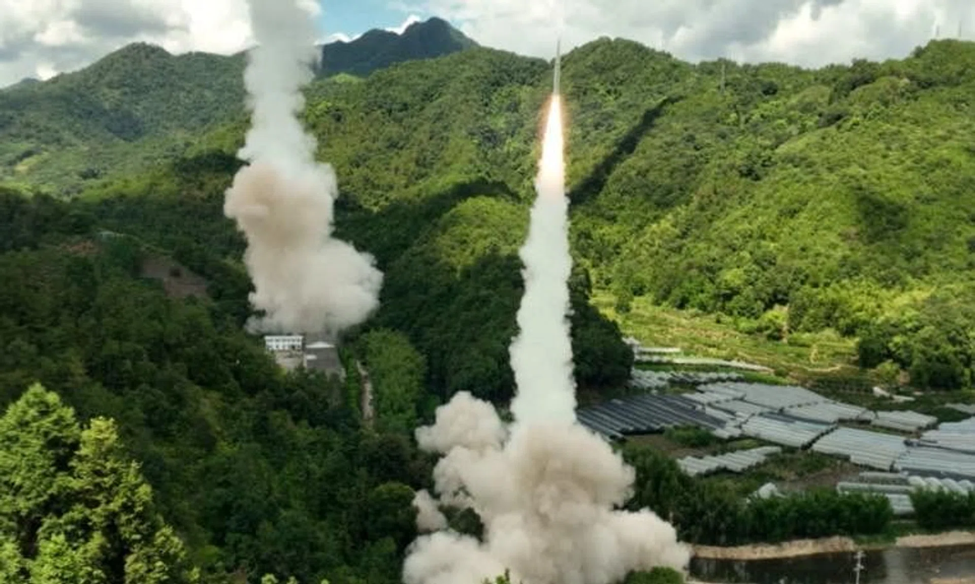 The Chinese military firing missiles towards the coast of Taiwan from an undisclosed location on Aug 4, 2022.