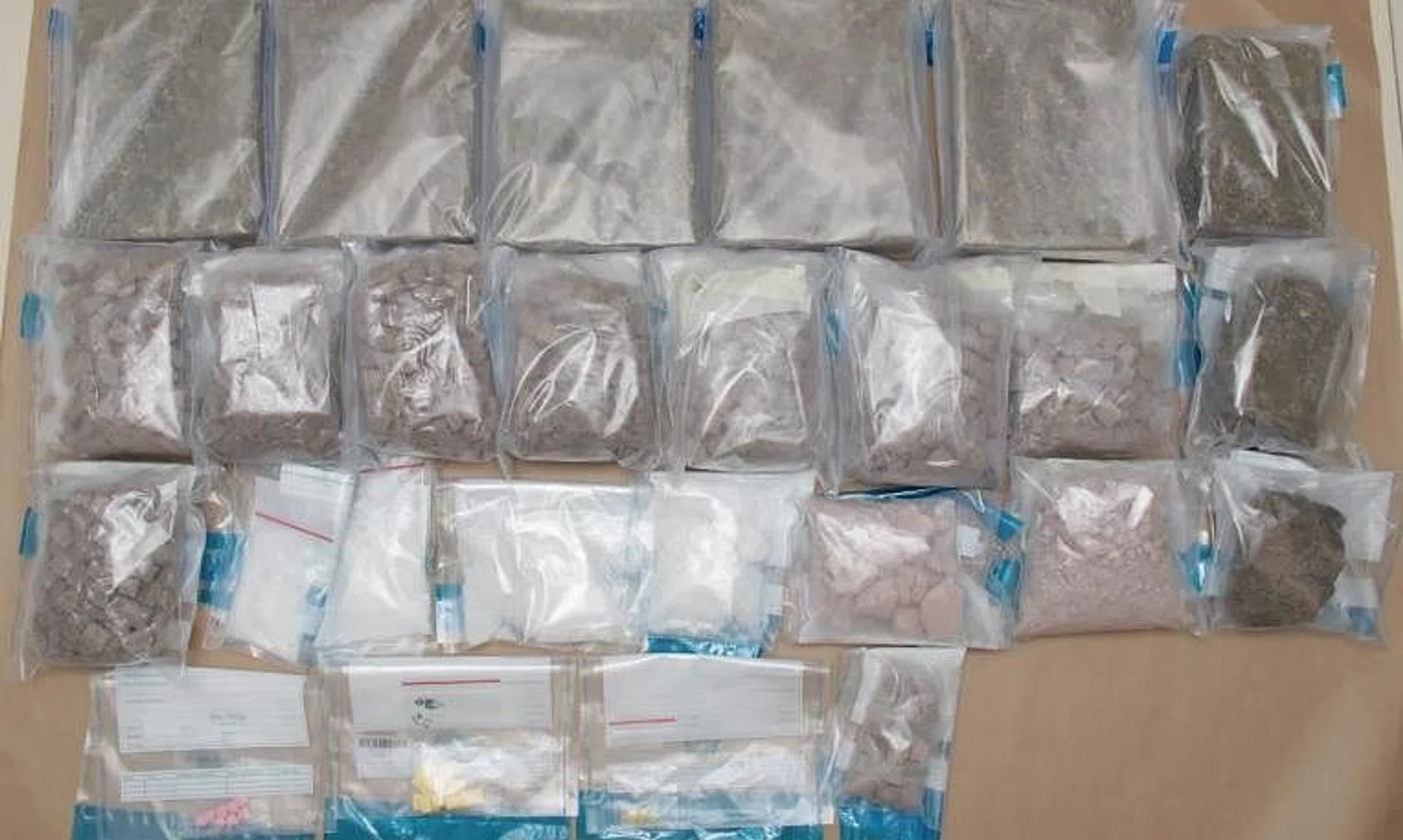 Officers seized a haul of drugs large enough to feed the addiction of 3,340 abusers for a week.