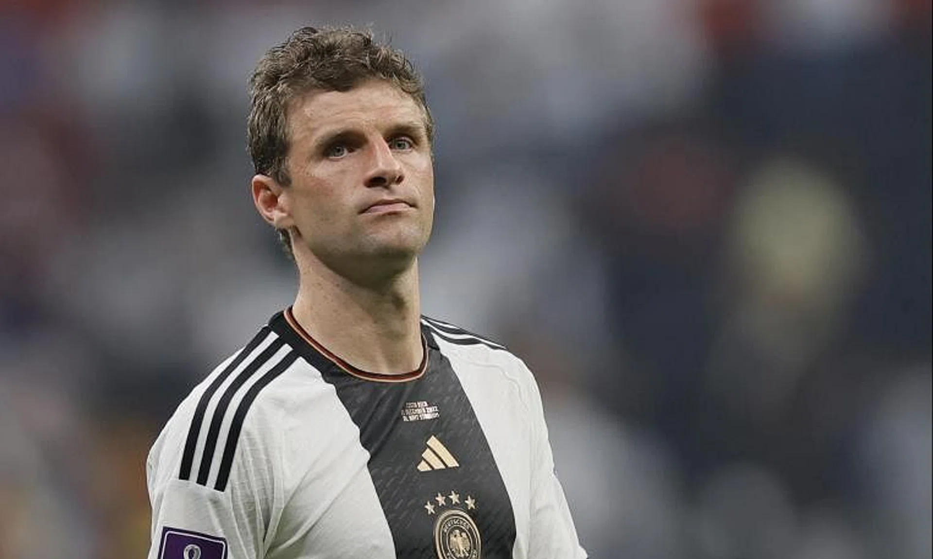 Germany's forward Thomas Mueller  reacts after the match.