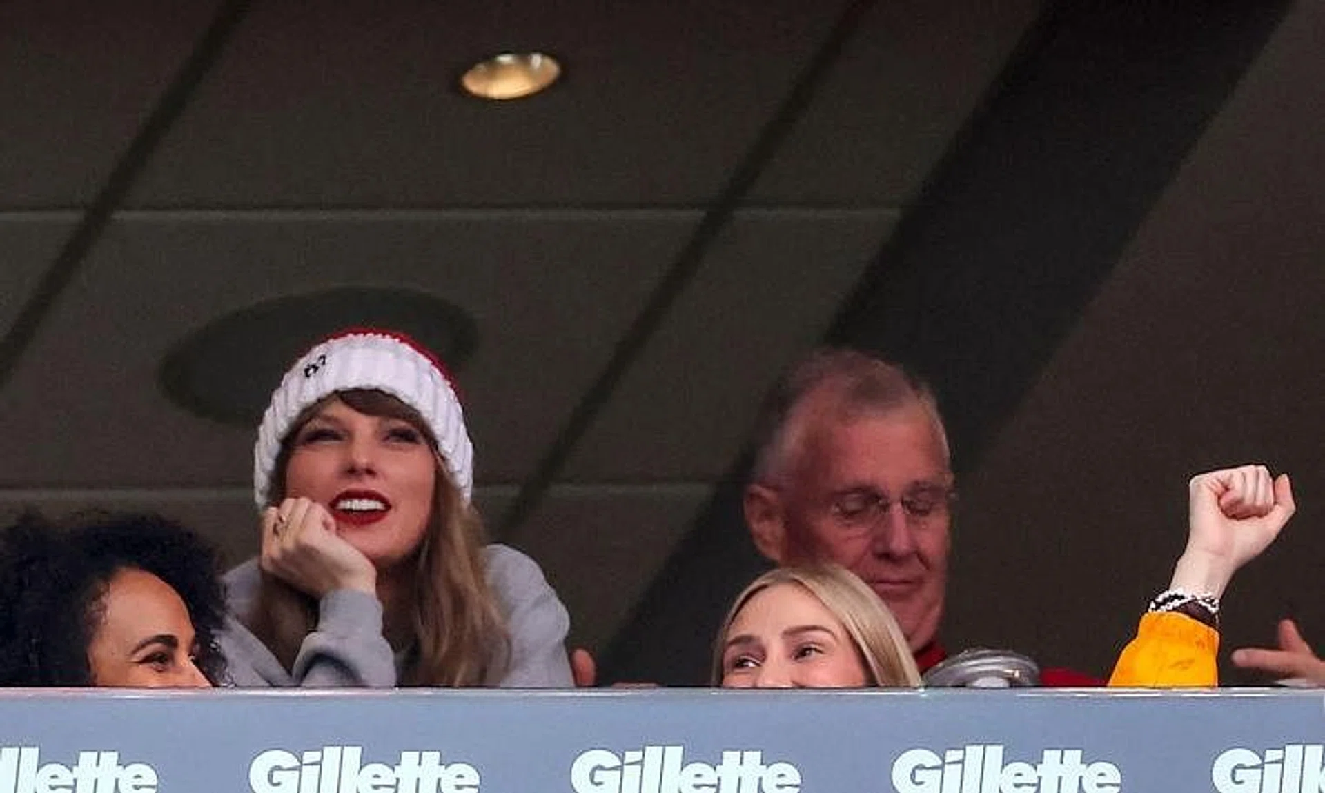 Taylor Swift and her father Scott Kingsley Swift (right) at the Gillette Stadium in Foxborough, Massachusetts, on Dec 17, 2023. 