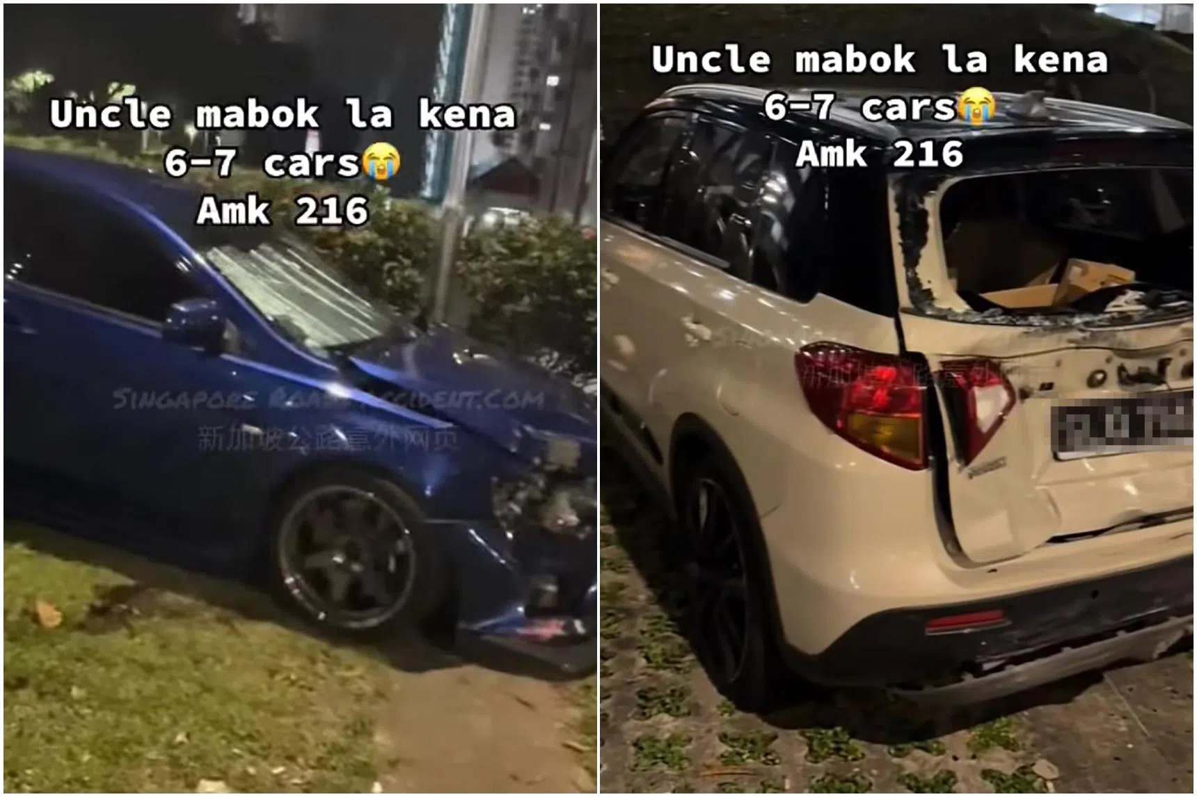 Van driver arrested for drink driving after collisions with 7 parked vehicles in Ang Mo Kio