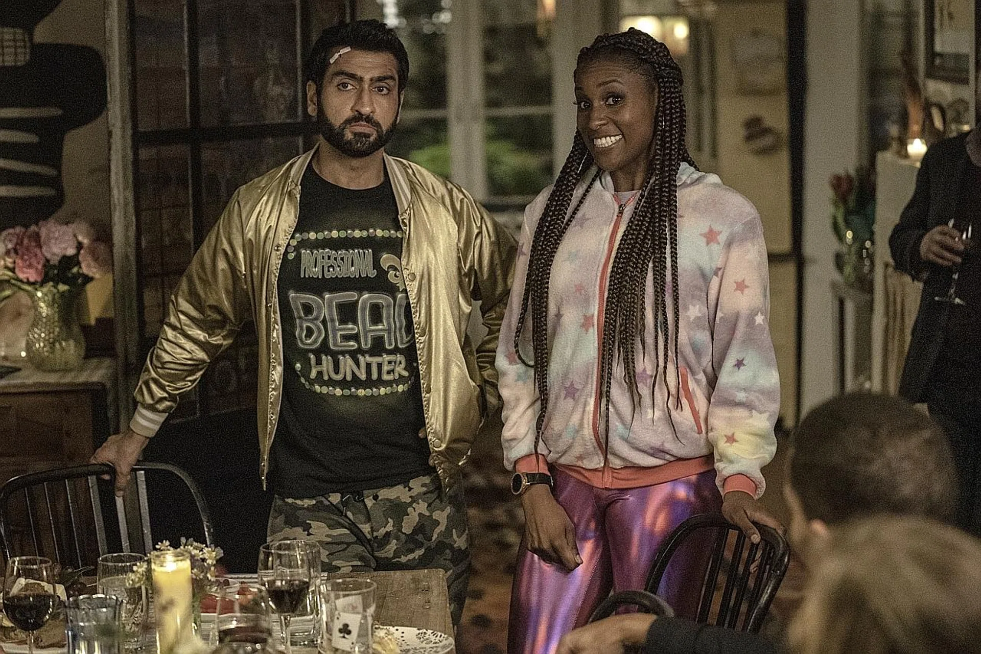(From left) Kumail Nanjiani and Issa Rae in The Lovebirds.  