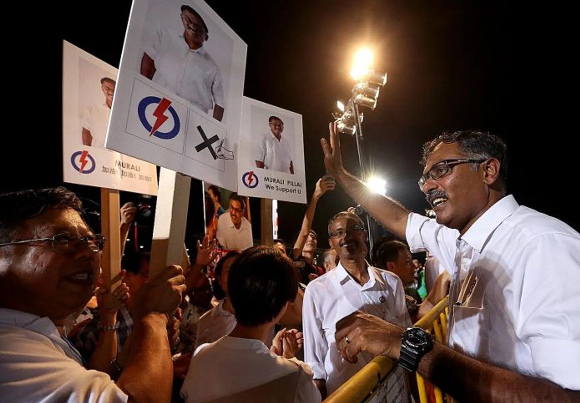 HOPEFUL: PAP candidate for the Bukit Batok by-election, Mr Murali Pillai, told residents to vote "for certainity" at last night's rally.