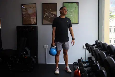 Former national bowler Carl de Vries, who had a kidney transplant in January 2024, at his gym in South Bridge Road on March 18.