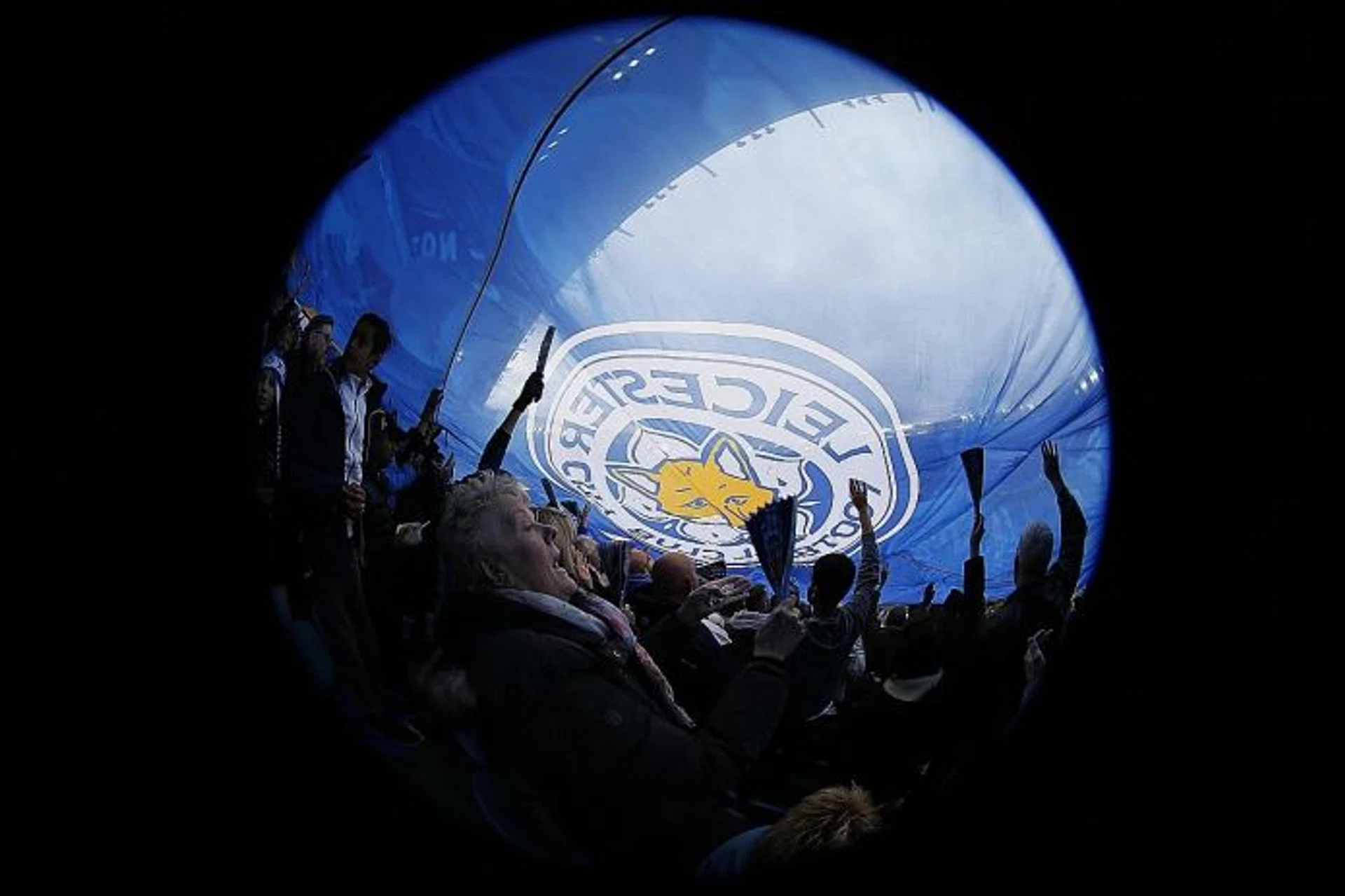 FOXES' FANS:  The Leicester supporters enjoying their side's 4-0 win over Swansea on Sunday.