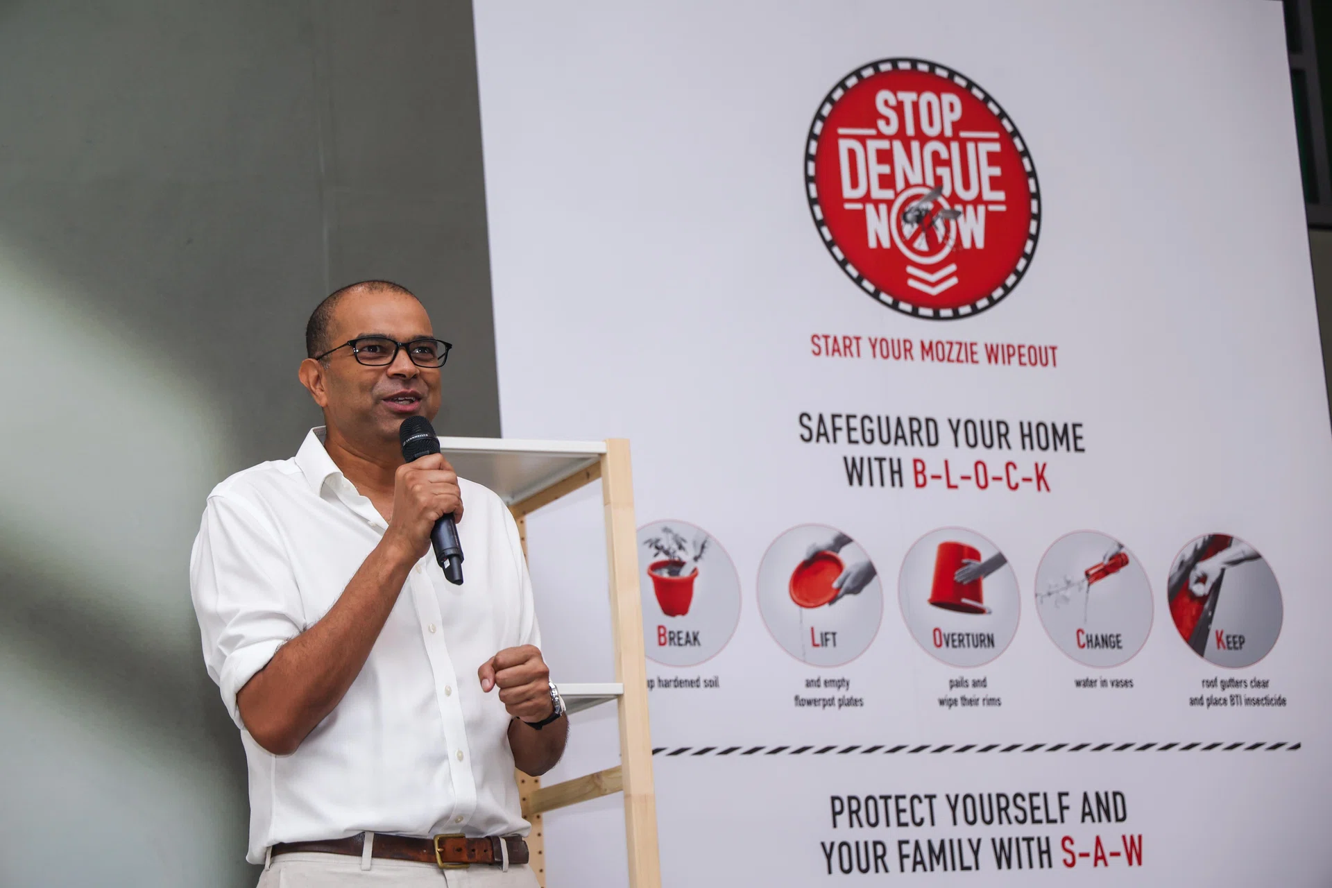 Senior Minister of State for Sustainability and the Environment Janil Puthucheary at the launch of NEA’s National Dengue Prevention Campaign 2025 on May 25.